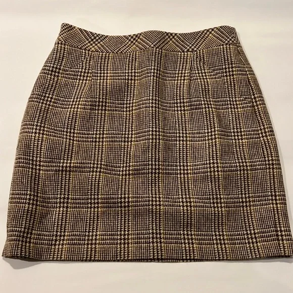 J. Crew Skirts J Crew Brown Plaid Mini Skirt Size Wool Poshmark